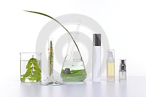 Natural beauty cosmetics product with herbal ingredients, close-up