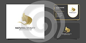 Natural beauty with golden color and unique woman face concept Premium Vector