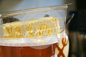 Raw Bee Comb Honey, Natural Organic Sugar from Beekeeping farm Homestead. Country Life Aesthetic.