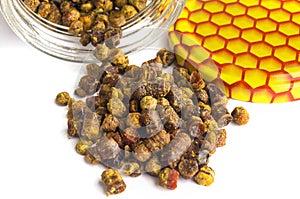 Natural beebread in a white background