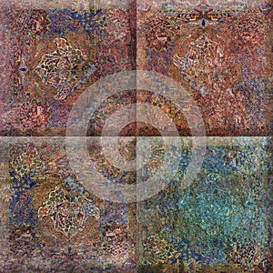 Natural beige color mandala square design for ceramic tiles, rustic mandala square