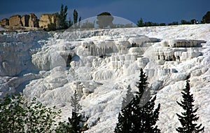 Natural blue limestone pools in Pamukkale