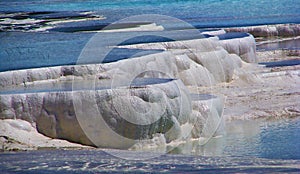 Natural blue limestone pools in Pamukkale