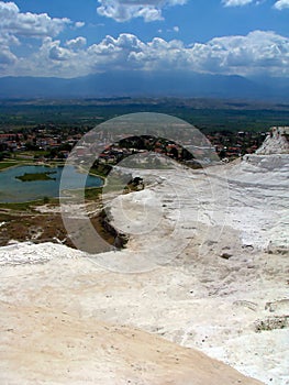 Natural blue limestone pools in Pamukkale