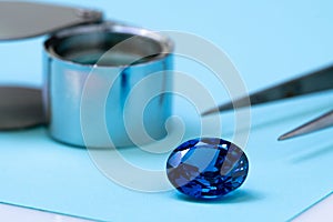 Natural blue Sapphire gemstone, Jewel or gems on black