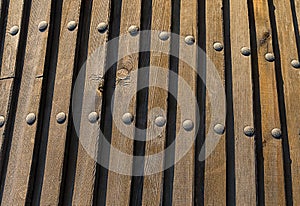 Natural board background, canvas vertical bar rivet metal texture