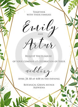 Natural botanical wedding invitation, invite, save the date temp photo