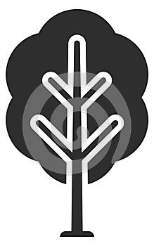 Natural botany symbol. Black tree icon. Forest plant