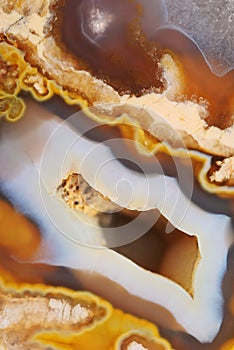 Natural brown agate with crystals