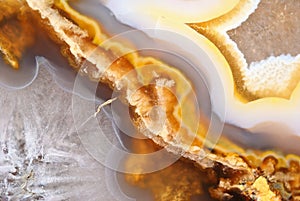 Natural brown agate with crystals