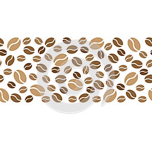 Natural brown coffee beans, seamless pattern, vector illustration