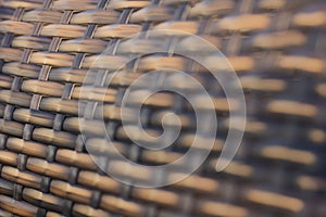 Natural brown texture of wicker rods, Wicker rattan texture, closeup.