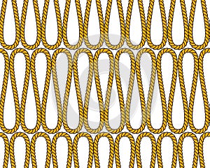 Natural brown twine rope in curls geometric seamless pattern, vector