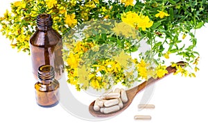 Natural capsules from St. John`s wort