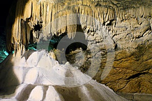 Natural cave jewelry created by nature in Lazarus Cave near Bor in Eastern Serbia