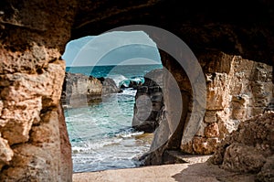 Natural cave from which you an see the ocean