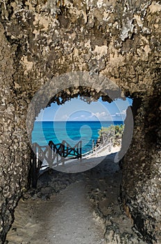 Natural cavern door at Punta Sur, Isla Mujeres