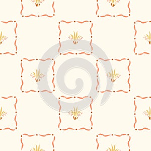 Natural chic boho flower seamless pattern in ditzy wildflower style. Hand drawn organic botanics fashion print. Modern photo