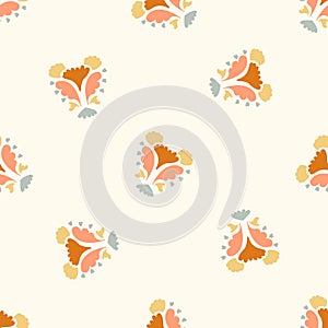 Natural chic boho flower seamless pattern in ditzy wildflower style. Hand drawn organic botanics fashion print. Modern photo