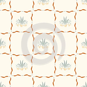 Natural chic boho flower seamless pattern in ditzy wildflower style. Hand drawn organic botanics fashion print. Modern photo
