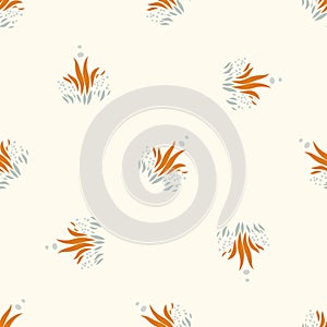 Natural chic boho flower seamless pattern in ditzy wildflower style. Hand drawn organic botanics fashion print. Modern photo
