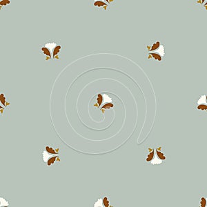Natural chic boho foliage seamless pattern in ditzy leaf style. Hand drawn organic botanics fashion print. Modern summer photo