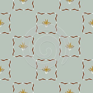 Natural chic boho foliage seamless pattern in ditzy leaf style. Hand drawn organic botanics fashion print. Modern summer photo