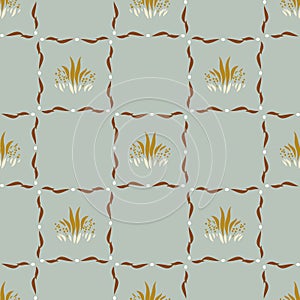 Natural chic boho foliage seamless pattern in ditzy leaf style. Hand drawn organic botanics fashion print. Modern summer photo