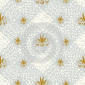 Natural chic boho foliage seamless pattern in ditzy leaf style. Hand drawn organic botanics fashion print. Modern summer photo