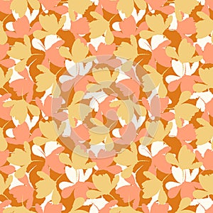 Natural chic boho foliage seamless pattern in ditzy wildflower style. Hand drawn organic botanics fashion print. Modern photo