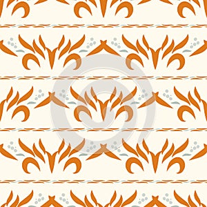 Natural chic boho foliage seamless pattern in ditzy wildflower style. Hand drawn organic botanics fashion print. Modern photo