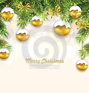 Natural Christmas Background with Fir Twigs