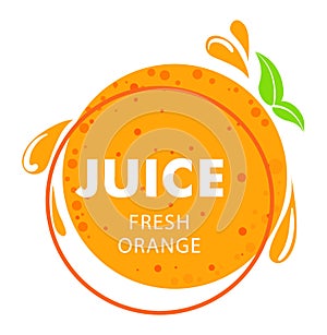 Natural citrus vitamin logo, isolated on white vector illustration. Healthy fresh food design, sweet organic fruit juice