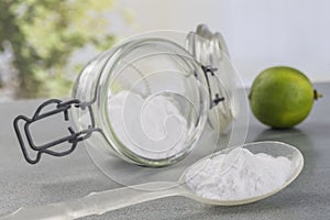 Natural cleaning tools lemon and sodium bicarbonate