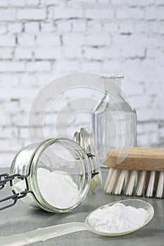 Natural cleaning tools lemon and sodium bicarbonate