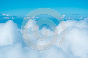 Natural cloudscape with cumulus clouds, top view