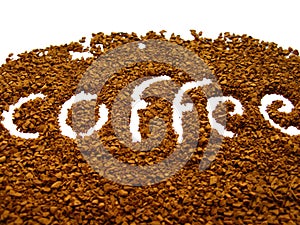 Natural coffee in granules close up