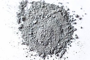 Natural colored pigment powder close up, matt grey eyeshadow or