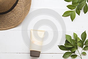 Natural cosmetic for skin face sunscreen spf50 of woman