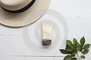 Natural cosmetic for skin face sunscreen spf50 of woman