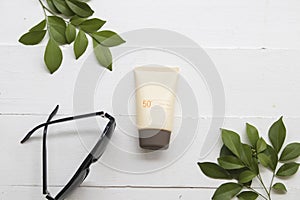 Natural cosmetic for skin face sunscreen spf50 of woman