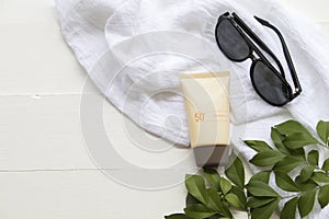 Natural cosmetic for skin face sunscreen spf50 of woman