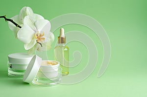 Natural cosmetics anti-aging, anti-wrinkle, for freshness, firmness of the skin. cream, mask, serum, fluid, oil in bottle for face