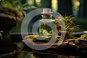 natural cosmetics on herbs, aromatherapy and essential oils concept.