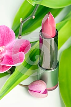 Natural cosmetics: lipstick with bamboo and orchid