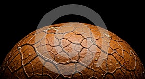 Natural cracked shell macro on black background