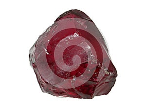 Natural crimson crystal of garnet-pyrope mineral