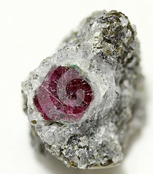 Natural crimson crystal of the mineral corundum (ruby)