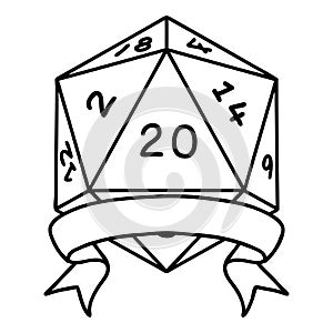 natural 20 critical hit D20 dice roll illustration photo