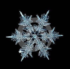 Natural crystal snowflake macro piece of ice